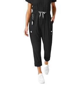 WonderWink Black Utility Jogger Jumpsuit with Gray Drawstring
